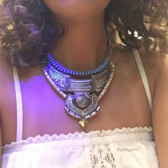 Sugarfix By Bauble Bar Silver-tone Statement Turquoise Dangling Bib - Picture 2 of 15